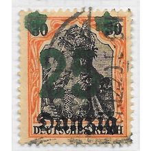 DANZIG 1920 25pf Mi 12 surcharged on 30pf germania overprinted used