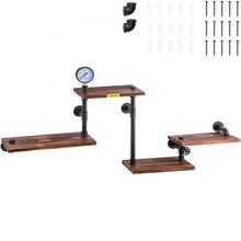 Industrial Pipe Shelving, Pipe Shelves with 4-Tier Wood Planks, Rustic Float...