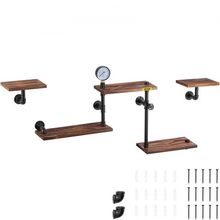 Industrial Pipe Shelving, Pipe Shelves with 5-Tier Wood Planks, Rustic Float...