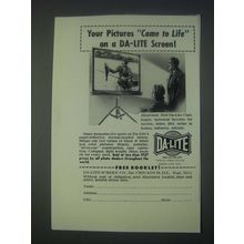 1947 Da-Lite Challenger Screen Ad - Your Pictures Come to Life