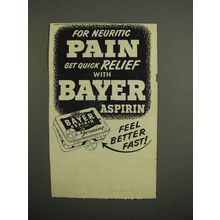 1952 Bayer Aspirin Ad - For Neuritic Pain Relief