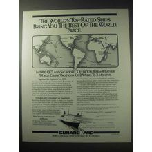 1985 Cunard QE2 and Sagafjord Cruises Ad - The World