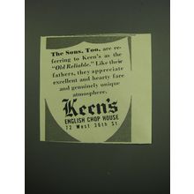 1949 Keen's English Chop House Ad - The Sons, Too, are referring to Keen's