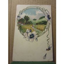 COUNTRY SCENE with clematis unused vintage postcard =
