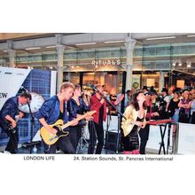 Buskers Inside St Pancreas London Tube Station Cafe Postcard