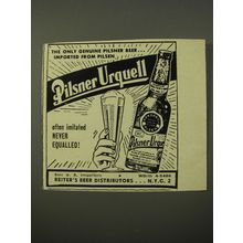 1954 Pilsner Urquell Beer Ad - The only genuine Pilsner Beer