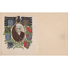 German Unidentified Political Leader Character Shield Old Postcard