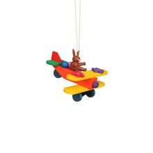 11-0606 - Christian Ulbricht Ornament - Rabbit in Plane - 1.8"H x 7.5"W x 2.6"D
