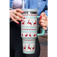 Iceland Blue Christmas Pattern Print Handled Stainless Steel Tumblers