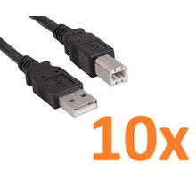 Lot of 10 - USB A to B Zebra HP Brother Canon Epson Devices Printer Cable 5 ft.