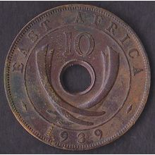 1939 H Kenya (East Africa) 10 Cents Coin