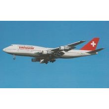 Boeing 747-357 HB-1GD Plane of Swissair at Zurich Switzerland Airport Postcard