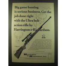 1966 Harrington & Richardson Ultra Bolt Action Model 300 Rifle Ad - Big Game