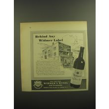 1947 Widmer's Wines Ad - Behind any Widmer Label