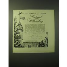 1948 Williamsburg Virginia Ad - Enjoy Autumn in lovely Colonial Williamsburg