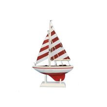Pack Of 2] Wooden Red Striped Pacific Sailer Model Sailboat Decoration 9""