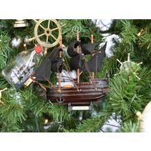Pack Of 2] Wooden Caribbean Pirate Ship Model Christmas Tree Ornament