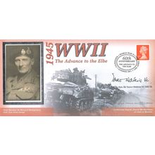 WW2 Advance To The Elbe Welsh Hero Tasker Watkins Benham Hand Signed FDC