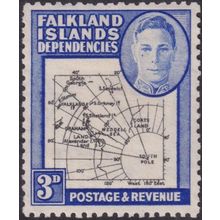 Falkland Island Dependencies 1946 3d Thick Map with Teardrop Flaw