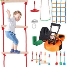 Ninja Warrior Obstacle Course for Kids, 50 ft Weatherproof Slacklines, 500lb...