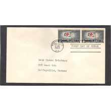 FDC 1239 5c Red Cross Pair (No Cachet-Typed/A) CV42031