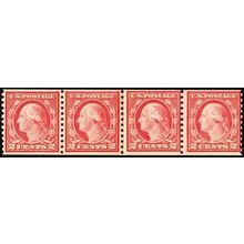 492, Mint NH 2¢ Coil Line Strip of Four CV $153 - Stuart Katz