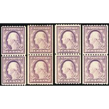 489, Mint NH 3¢ Four F-VF Coil Pairs CV $90.00 * Stuart Katz