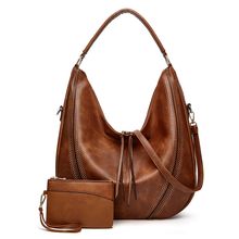 Women Crossbody Purse and Handbags Ladies Chic Shoulder Bags Two Piece Brown