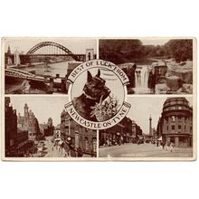 R.P. MULTI-VIEW POSTCARD OF NEWCASTLE-ON-TYNE NORTHUMBERLAND POSTED 1945 (4238)