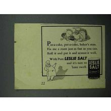 1944 Leslie Salt Ad - Pat-a-Cake Baker's Man