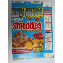 Nestle Shreddies 1992 Dino-Saurers Empty Cereal Box 750g Box only