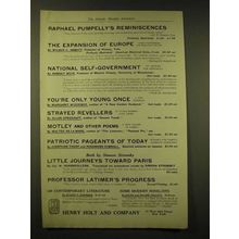 1918 Henry Holt and Company Ad - Raphael Pumpelly's Reminiscences