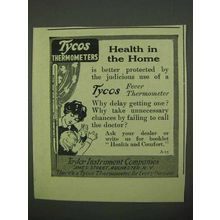 1922 Taylor Instrument Tycos Fever Thermometer Ad