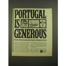1967 Portuguese National Tourist Office Ad - Portugal is Generous