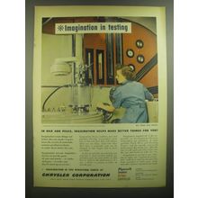 1945 Chrysler Corporation Ad - Imagination in Testing In war and peace