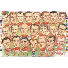 Wales Welsh Rugby Union 1999 Team Comic Caricature Postcard