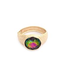 New Multi Green Color Oval Stone Metal Cuff Bracelet