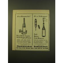 1961 Hammacher Schlemmer Advertisement - Wine Bottle Coaster with Stopper/pourer