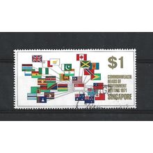 Singapore.SG149 $1 Commonwealth Flags linked to Singapore.Fine Used.Jun25