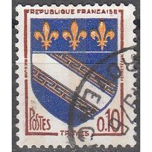 France 1963 Michel 1420Y O Cote (2008) 0.30 Euro Armoirie Troyes Cachet rond