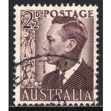 AUSTRALIA 1950/57: KING GEORGE VI DEFINITIVES - 2½d BROWN USED (G4)