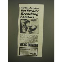 1944 Vicks Inhaler Ad - Anytime.. Anywhere get greater breathing comfort