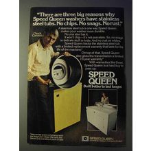 1977 Speed Queen Washer Ad - Chuck Connors - Three Reasons