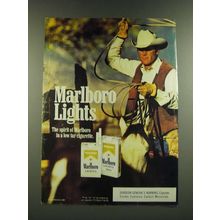 1986 Marlboro Lights Cigarettes Ad - Cowboy Lasso Marlboro Man