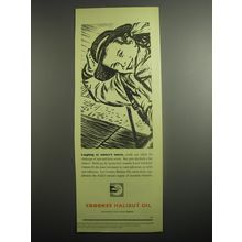 1948 Crookes Halibut Oil Ad - Laughing at winter's worst
