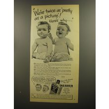 1945 Mennen Baby Oil Ad - We're twice as pretty as a picture!