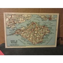 ISLE OF WIGHT map used vintage postcard by G Dean of Sandown.. 1951 pm =