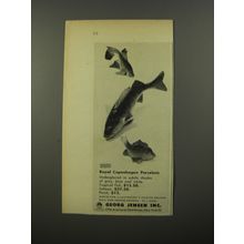 1954 Georg Jensen Ad - Royal Copenhagen Porcelain Salmon, Perch, Tropical Fish