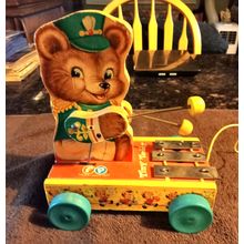 Old Vintage Original Fisher Price Tiny Teddy # 635 7 1/4" Tall 1962
