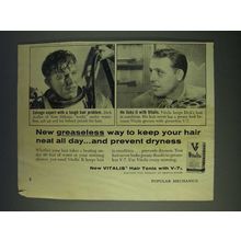1958 Vitalis Hair Tonic Ad - New greaseless way to keep your hair neat all dayÉ